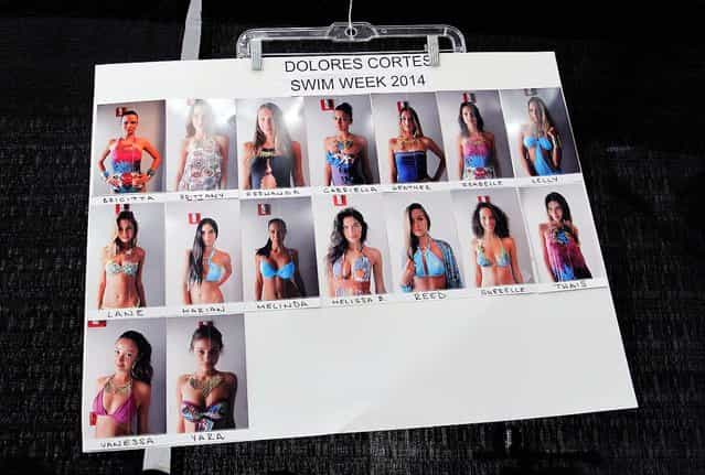 A model chart backstage at the Dolores Cortes show. (Photo by John Parra/Getty Images for Dolores Cortes)