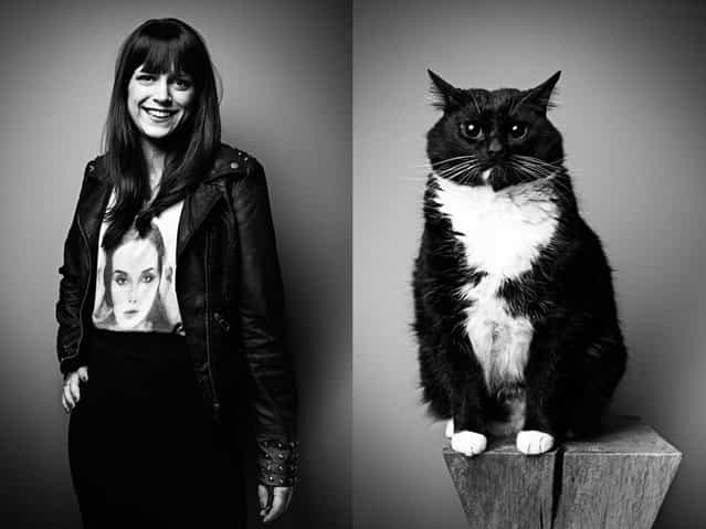 Pet owner Isabel with her blind housecat, [Captain Jack]. (Photo by Tobias Lang)