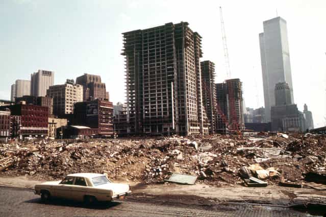 Construction on Lower Manhattan's West Side, just north of the World Trade Center, in May of 1973. (Photo by Wil Blanche/NARA via The Atlantic)