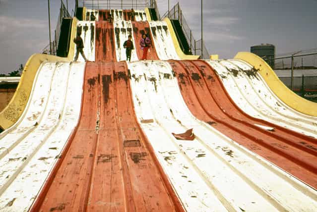 Abandoned [Giant Slide] at Coney Island, in May of 1973. (Photo by Arthur Tress/NARA via The Atlantic)