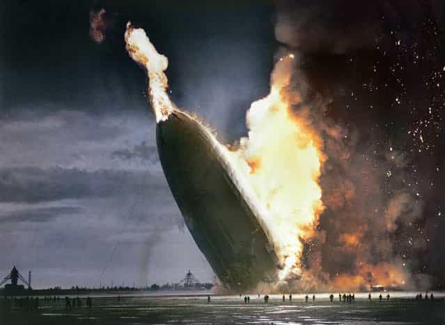 [Hindenburg] Disaster – May 6, 1937. Colorized by Dana Keller.