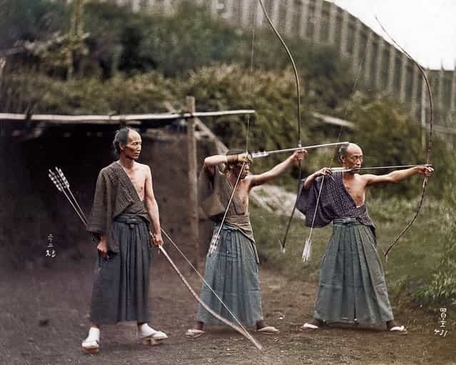 Japanese Archers, circa 1860. Colorized by Jordan J. Lloyd (photojacker on Reddit)