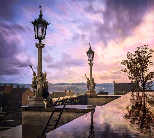 View from Capitol in Nashville, Tennessee, during the Civil War, 1864. Colorized by Sanna Dullaway.