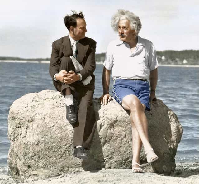 Albert Einstein, Summer 1939, Nassau Point, Long Island, NY. Colorized by Edvos on Reddit.