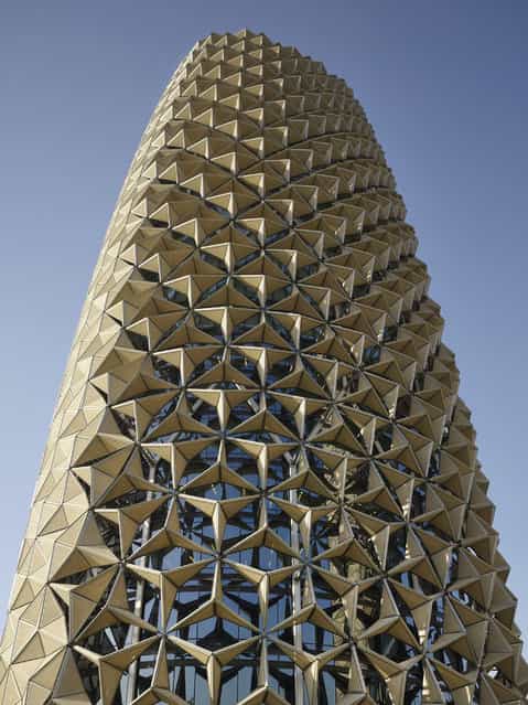 Undated handout photo issued by World Architecture Festival 2013 of the Al Bahar Towers designed by Aedas Ltd in the Abu Dhabi, United Arab Emirates, which is among the nominees for the World Architecture Festival Awards 2013. (Photo by World Architecture Festival 2013/PA Wire)