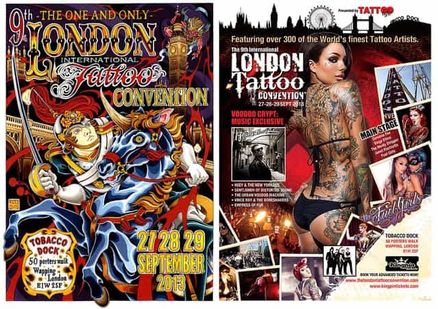 Posters for the 9th International London Tattoo Convention. (Photo by The Palm Beach Post)