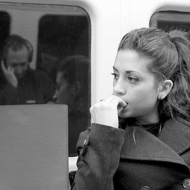 [Reflecting on the London Underground], 2012. (Photo by Michael Summers)