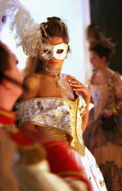 Masked guest attend the [Ballo Tiepolo], the official Ball of the Venice Carnival, at Palazzo Pisani-Moretta as part of the 2005 Venice Carnival on February 3, 2005 in Venice, Italy. (Photo by Giuseppe Cacace)