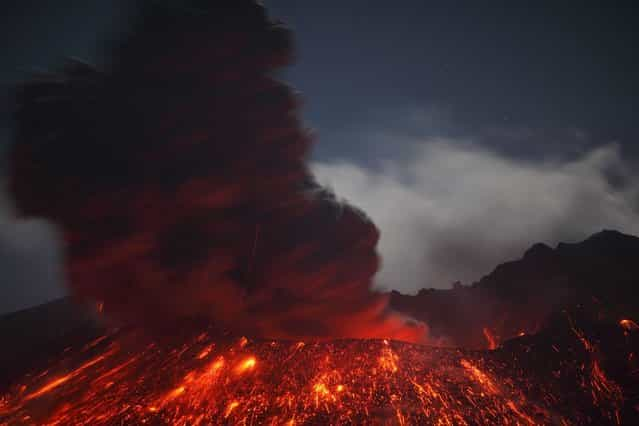 Sakurajima Volcano in Japan. These lightstorm images were caught up close by photographer Martin Rietze who hunts out this exploding phemomena in active volcanoes across the world. (Photo by Martin Rietze/Guzelian)