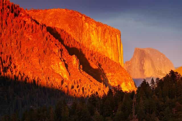 Sunset on North Dome, Yosemite National Park. (Photo by Nolan Nitschke/Caters News)