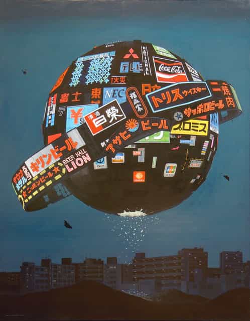 Spherical Floating Orb Painting by Masakatsu Sashie 