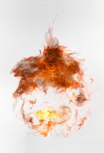 Fire patterns created by igniting gasoline in midair. (Photo by Rob Prideaux)