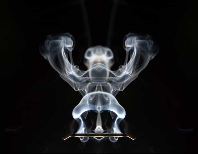 Smoke patterns created by igniting gasoline in midair. (Photo by Rob Prideaux)