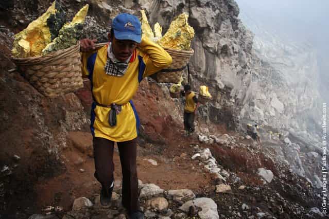 Sulphur Mining At Indonesia's Ijen Crater