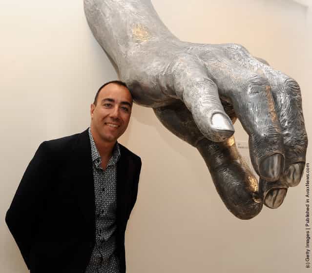 Artist Lorenzo Quinn attends the opening of an exhibit of his sculptures at Gabriel Vanrell Gallery