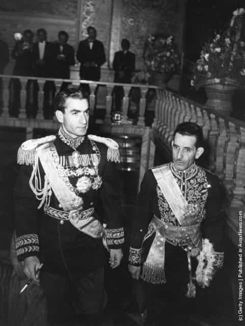 14th February 1951: The Shah of Iran arrives at his palace on the day of his wedding
