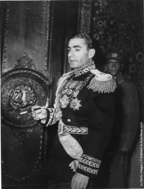 Muhammad Reza Shah Pahlavi (1919 - 1980), the Shah of Iran, immediately before his wedding