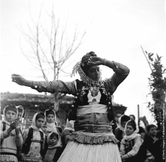 1952: A villager from the Mazanderan province in north Irannear the Russian border performing her Mohammedan dance during a wedding festival