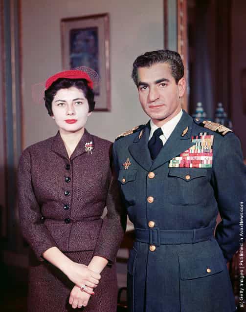 Muhammad Reza Pahlavi (R) the Shah of Iran (1919 - 1980) poses with his second wife Queen Soraya (Soraya Esfandiari) whom he divorced for failing to produce an heir, 1962. Soraya Esfandiari died at the age of 69 October 25, 2001 in Paris