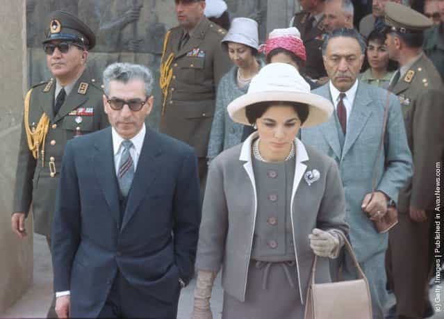 Muhammad Reza Shah Pahlavi of Iran (1919 - 1980) and his wife Empress Farah Pahlavi on a visit to the ancient ruins at Persepolis in March 1961