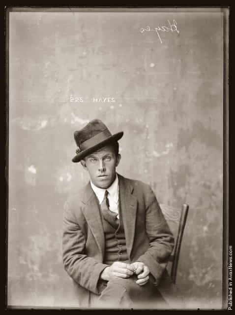 Mug shot inscribed 'Hayes'. No details known. Early 1920s, presumably Central Police Station, Sydney