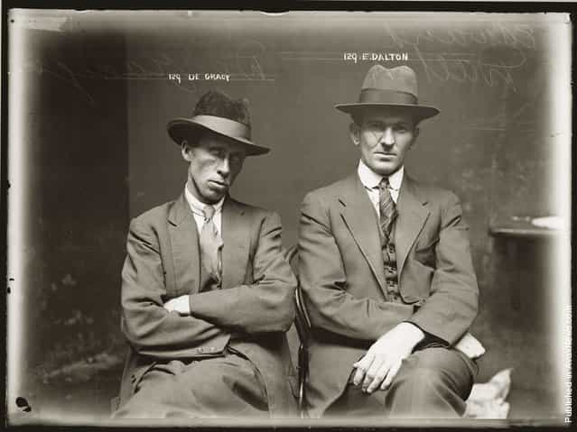 Mug shot of De Gracy (sic) and Edward Dalton. Details unknown. Central Police Station, Sydney, around 1920