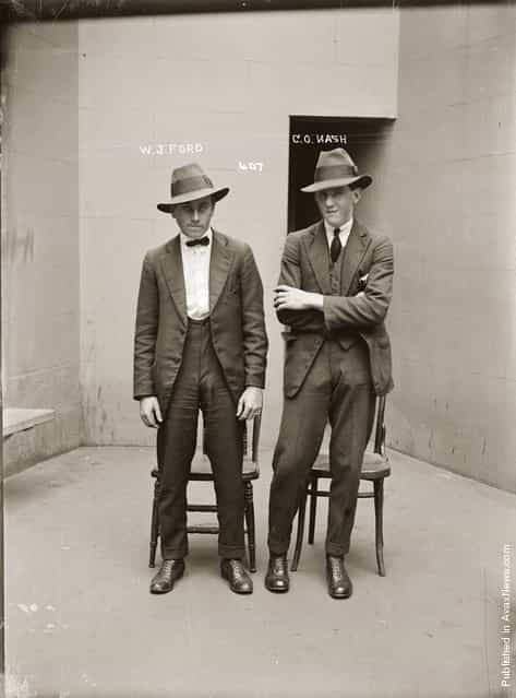 Mug shot of John Walter Ford and Oswald Clive Nash, June 1921, possibly North Sydney Police Station, Sydney