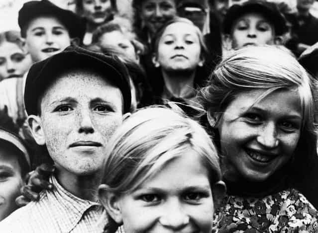 The faces of Jewish children living in a ghetto in Szydlowiec, Poland, under Nazi occupation, on December 20, 1940