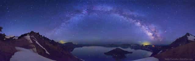 The Milky Way above the crater lake