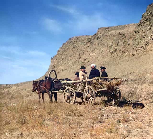 Photos by Sergey Prokudin-Gorsky. At work on the upper reaches of the Syr-Darya. Golodnaia Steppe. Russia, Samarkand region, Khujand County, 1911