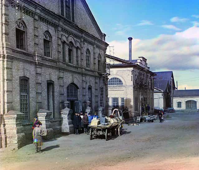 Photos by Sergey Prokudin-Gorsky. Mechanical shops for the finishing of artistic castings (Kasli Iron Works). Russia, Perm Province, Yekaterinburg uyezd (district), Kasli town, 1909
