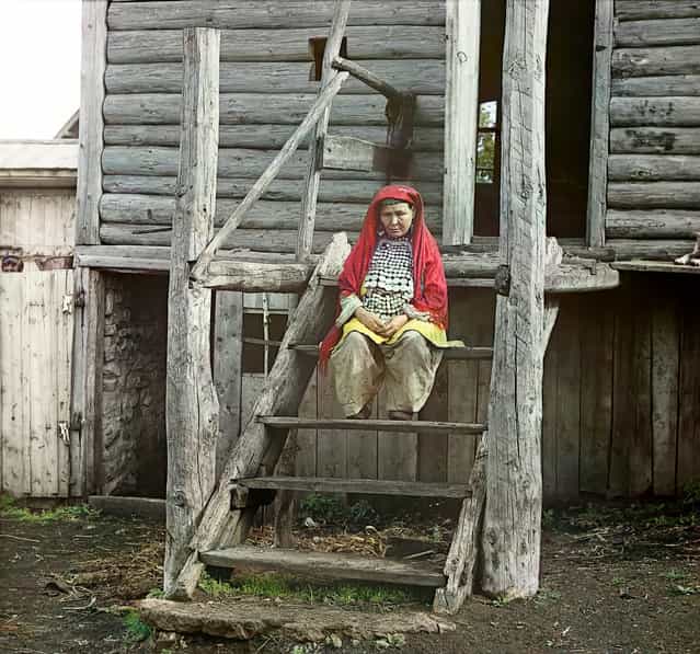 Photos by Sergey Prokudin-Gorsky. Bashkir woman in a folk costume. (In the village of Yakhia). Russia, Ufa Province, Ufa uyezd (district), Yakhino village, 1910