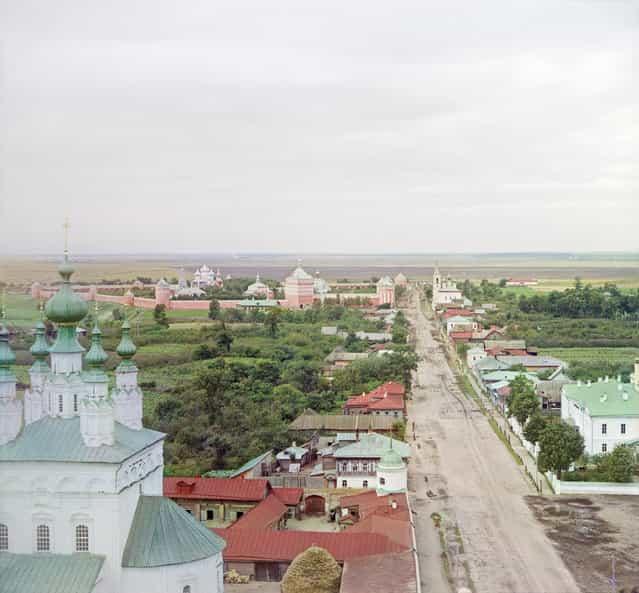 Photos by Sergey Prokudin-Gorsky. View of Suzdal from the bell tower of the Rizpolozhenskii. Russia, Vladimir Province, County Suzdal, Suzdal, 1912