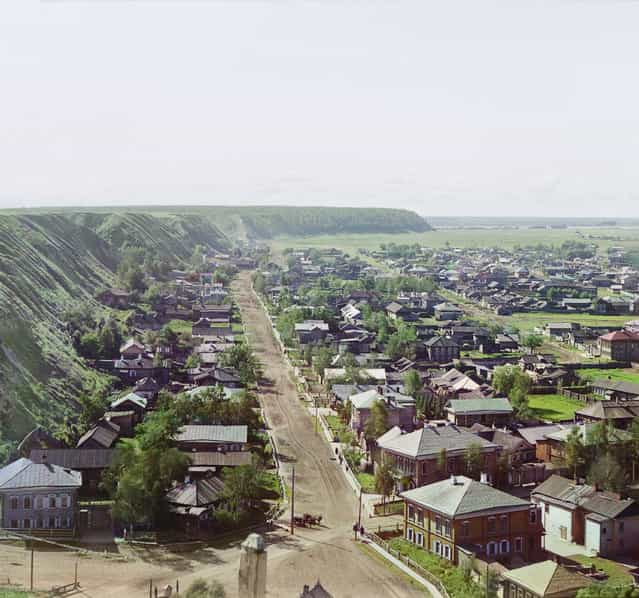 Photos by Sergey Prokudin-Gorsky. View of the city of Tobolsk from Assumption Cathedral from the northwest. Russia, Tobolsk Province, Tobolsk uyezd (district), Tobolsk town, 1912