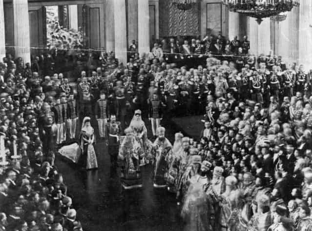 Tsar Nicholas II (1868–1918) opening the Duma, the lower house of Russian parliament, circa 1916.