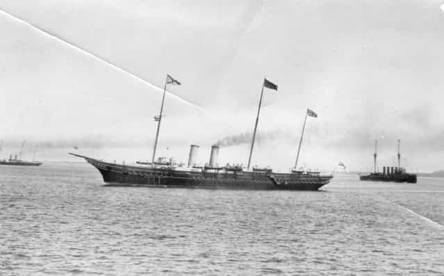 The Russian imperial yacht named Standard, on which King Edward VII and Tsar Nicholas II met. 10th June 1908.