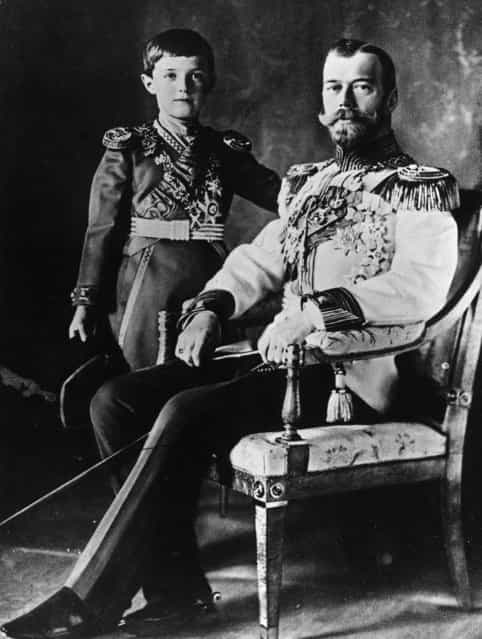 Nicholas II (1868–1918), Emperor of Russia with his son Alexis, December 1911.