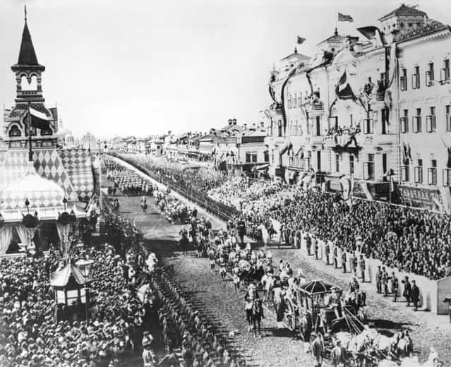 The coronation procession of Tsar Nicholas II through the streets of Moscow, 26th May 1896.