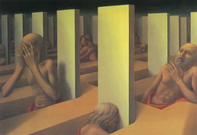 Landscape with Figures II. Artwork by George Tooker