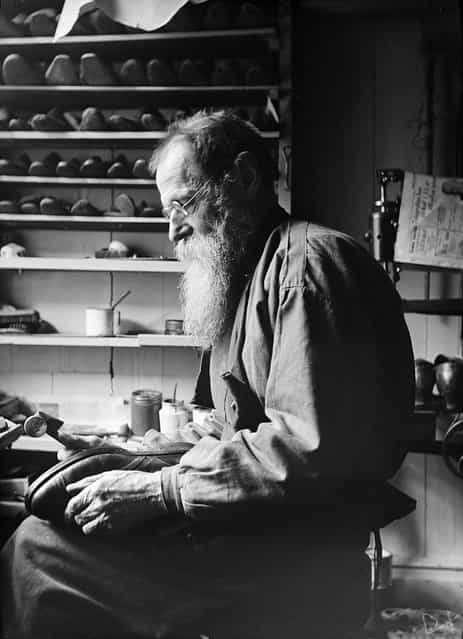 F. A. Sandell, Stockholm, Sweden, 1930s. The shoemaker F. A. Sandell in his workshop. (Photo by Einar Erici)