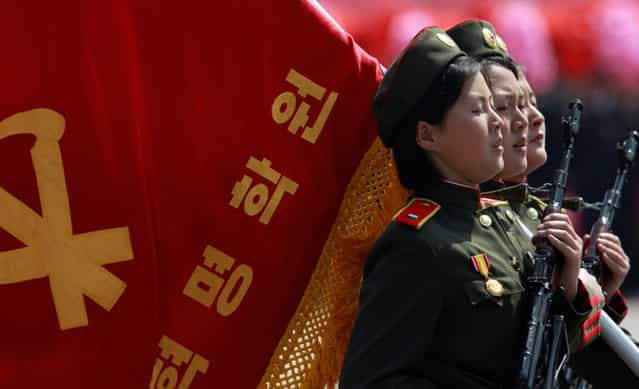 North Korea Parade New Missile April 15, 2012. North Korea Celebrates Nuclear Testing. (Photo by Boaz Guttman)