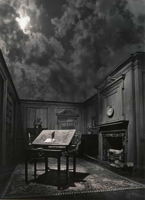 [Untitled] by Jerry N. Uelsmann, 1976. Uelsmann revived the technique of combination printing pioneered by such Victorian art photographers as Oscar Gustave Rejlander and Henry Peach Robinson in the early 1960s, when darkroom manipulation was denigrated by many proponents of straight photography as a flagrant violation of photographic purity. His pictures, which he creates in a darkroom equipped with seven enlargers, are filled with mind-bending paradoxes, oblique symbolism, and bizarre contrasts of scale. Uelsmann’s work is now considered an important precursor to the seamless compositing widely associated with digital photography and Photoshop. (Photo courtesy of The Metropolitan Museum of Art)