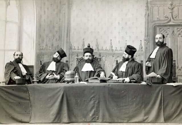[Same Man Five Times in Judge Costume] by Unknown, French, 1880s. Photographs were only subject to legal deposit arrangements in the Bibliothèque Nationale de France from 1925 onwards. However, photographers voluntarily deposited their works in the 19th century. Per an email from April 25, 2012 from the department of photographs at the BNF, this work is of unknown provenance, and it does not have any record of previous exhibitions. They note, that unlike museums, they do not keep a file about each object in their collection. (Photo courtesy of The Metropolitan Museum of Art)