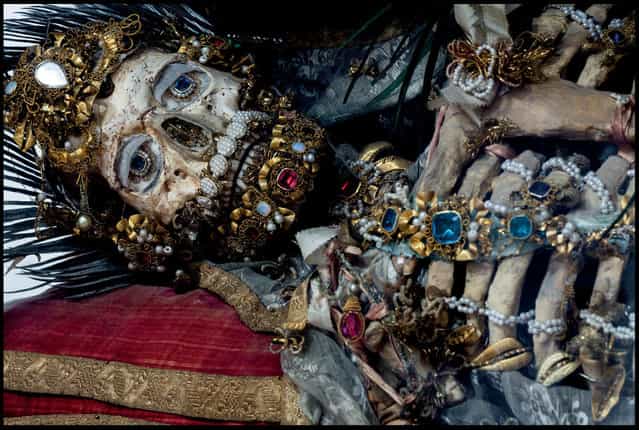Dripping with gold and jewels – lid finally lifted on the incredible remains of the Catholic saints. St Valerius in Weyarn. (Photo by Paul Koudounaris/BNPS)