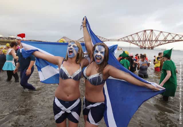 Hardy Swimmers Take A Festive Dip In The Firth Of Forth