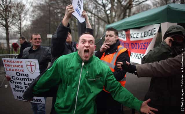 English Defence League (EDL) Supporters March Across Leicester