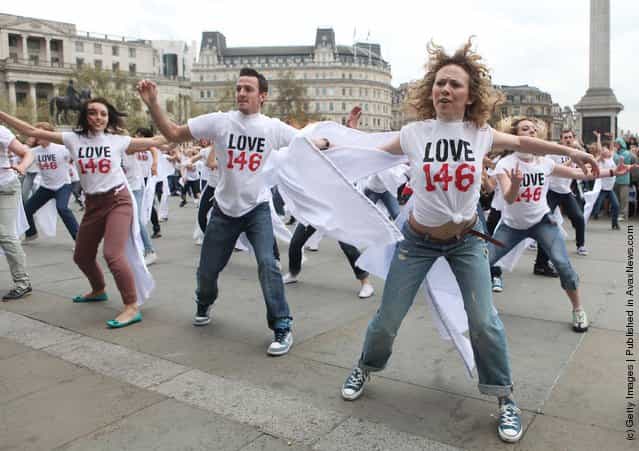 146 West End Stars Hold A Flashmob In Trafalgar Square