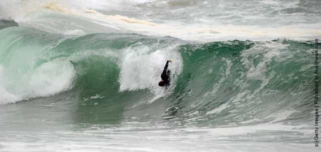 Big Waves Draw Surfers To [The Wedge] Surf Spot