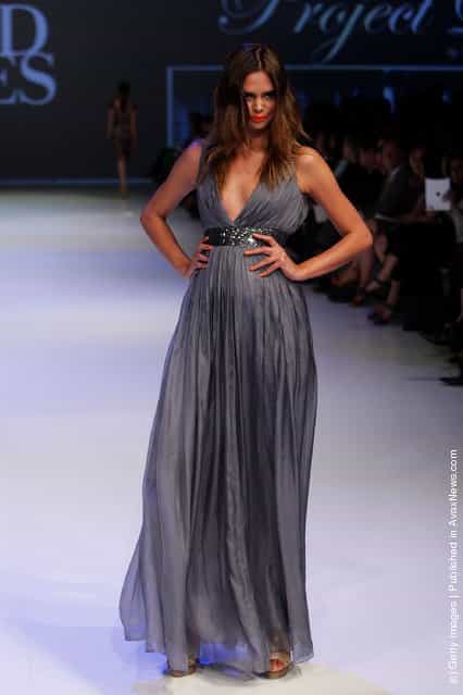 Samantha Harris showcases designs by Project D on the catwalk at the David Jones Spring/Summer 2011