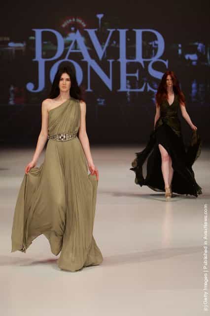 A model showcases designs by Thurley on the catwalk at the David Jones Spring/Summer 2011